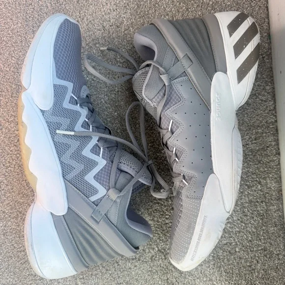 Like New Men’s Adidas D.O.N. Issue #2 Basketball Shoes, Steel Gray & White, 13 - Picture 6 of 10